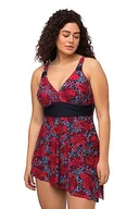 Sukienki - Ulla Popken Damska sukienka kąpielowa, ukośne obszycie, Flower Outline, stroje kąpielowe, morski, 58 - miniaturka - grafika 1