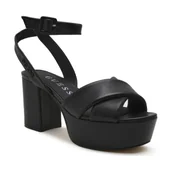 Sandały damskie - Guess Skórzane sandały na słupku - miniaturka - grafika 1