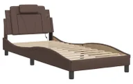 Łóżka - Nowoczesne brązowe łóżko z ekoskóry z led 90x200 L8-D02 - miniaturka - grafika 1