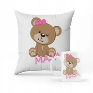 Gadżety dla niej i dla niego - ZESTAW PODUSZKA + KUBEK PREZENT DLA DZIECKA SŁODKI MISIU MISIEK + IMIĘ #6 - miniaturka - grafika 1