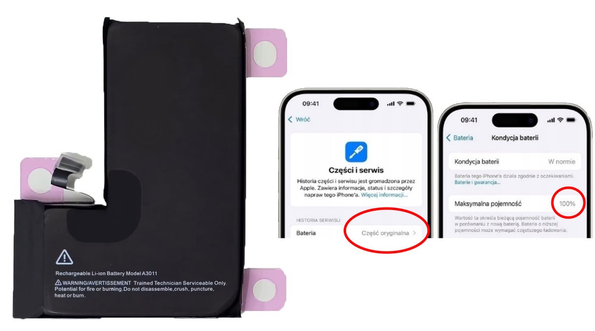 Bateria A3011 iPhone 15 Pro 3480mAh WIĘKSZA KONDYCJA BEZ KOMUNIKATU