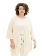 Kurtki damskie - TOM TAILOR Plussize Basic damska kurtka z dzianiny z lnu, 31649 - kość słoniowa ecru, 46 Duże Rozmiary - miniaturka - grafika 1
