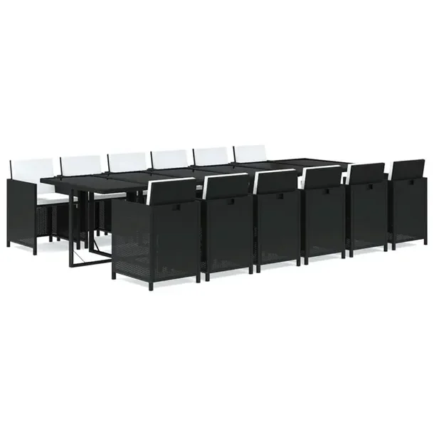 Zestaw ogrodowy z polirattanu czarny - stół 331x107x74 cm, 12 krzeseł 52