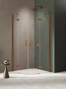 Kabina prysznicowa półokrągła 100x100 miedziana K-4677 Nesta New Trendy Copper Brushed - Kabiny prysznicowe - miniaturka - grafika 1