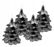 Świece - 4 x świeczki świąteczne choinka 10 cm cała czarna - miniaturka - grafika 1