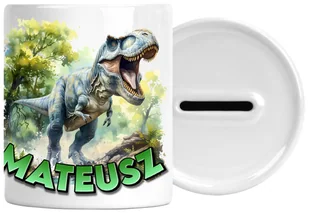 Skarbonka Dinozaur Z Napisem Nadrukiem Prezent Urodziny Zatyczka Na Dole - Skarbonki - miniaturka - grafika 1
