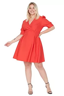 Trendyol Sukienka Curve Plus Size - czarna, Czerwony, 70-Du?e rozmiary - Sukienki - miniaturka - grafika 1