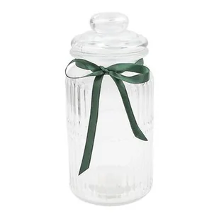 Pojemnik do przechowywania szklany z zieloną kokardką 1250 ml - Pojemniki kuchenne - miniaturka - grafika 1
