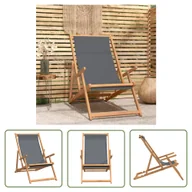 Leżaki ogrodowe - The Living Store Składany leżak plażowy - lite drewno tekowe - szary - Leżak - miniaturka - grafika 1