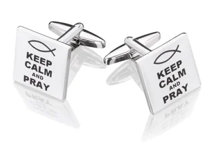 Spinki do mankietów X2 Keep Calm & Pray - Spinki do mankietów i krawatów - miniaturka - grafika 1