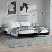 Łóżka - Rama łóżka, czarna, 160x200 cm, materiał drewnopochodny Lumarko! - miniaturka - grafika 1