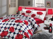 Pościel - Pościel satyna bawełniana LEONA NAVYBLUE - miniaturka - grafika 1