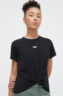 Koszulki sportowe damskie - Dkny t-shirt bawełniany damski kolor czarny - DKNY - grafika 1