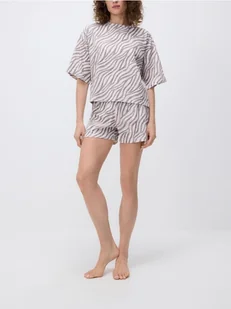 Reserved - Dwuczęściowa piżama ze zwierzęcym nadrukiem - beżowy - Moda i Uroda OUTLET - miniaturka - grafika 1