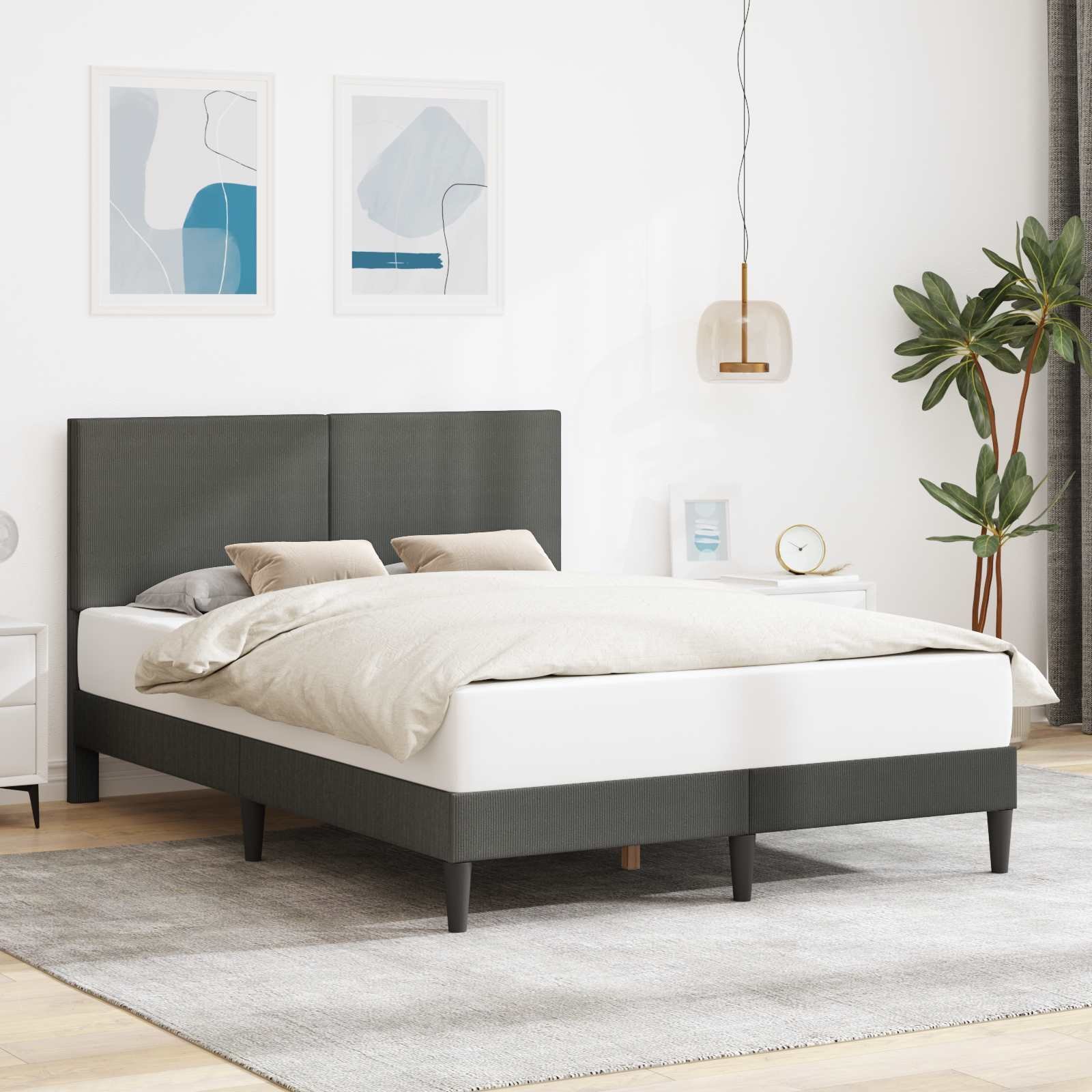 vidaXL vidaXL Ramka łóżka ciemnoszary 120 x 200 cm Tkanina sztruksowa