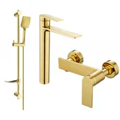 Baterie umywalkowe - Mexen Zero DF62 zestaw prysznicowy, złoty - miniaturka - grafika 1