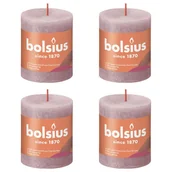 Świece - Bolsius Świece pieńkowe Shine, 4 szt., 80x68 mm, popielaty róż - miniaturka - grafika 1