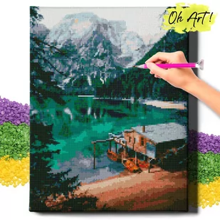 DIAMOND PAINTING 5D z RAMĄ Krajobraz Haft Diamentowy Duży Jezioro Szmaragdowe Mozaika 40x50 cm - Zabawki kreatywne DIAMOND PAINTING 5D z RAMĄ Krajobraz Haft Diamentowy Duży Jezioro Szmaragdowe Mozaika 40x50 cm - Zabawki kreatywne - miniaturka - grafika 1