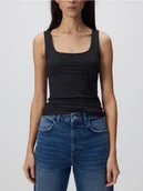 Koszulki i topy damskie - Reserved - Gładki top - czarny - miniaturka - grafika 1