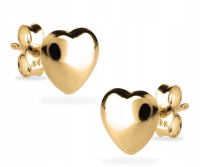 ZŁOTE KLASYCZNE KOLCZYKI WYPUKŁE SERDUSZKA SERCA 14KT 585