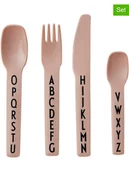 Sztućce dla dzieci - Design Letters 4-częsciowy zestaw sztućców w kolorze jasnoróżowym - miniaturka - grafika 1