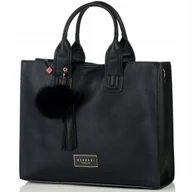 Torebki damskie - KLASYCZNA TORBA Z POMPONEM MONNARI MIEJSKA SHOPPER POJEMNA PREMIUM - miniaturka - grafika 1