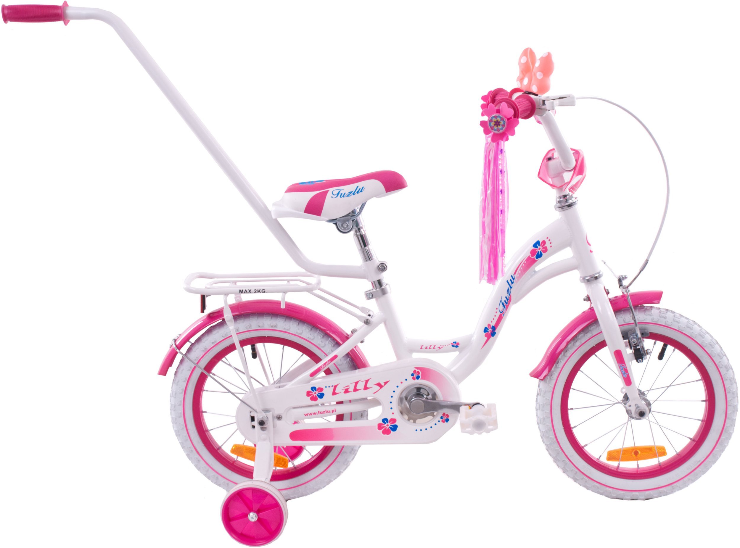 Fuzlu Rower dziecięcy 14 rowerek Fuzlu LILLY biało różowy