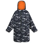 Kurtki i płaszcze dla chłopców - Nepromokavý kabát Regatta Junior Waterproof Changing Robe Rozmiar dziecięcy: 98-110 / Kolor: czarny/szary - miniaturka - grafika 1