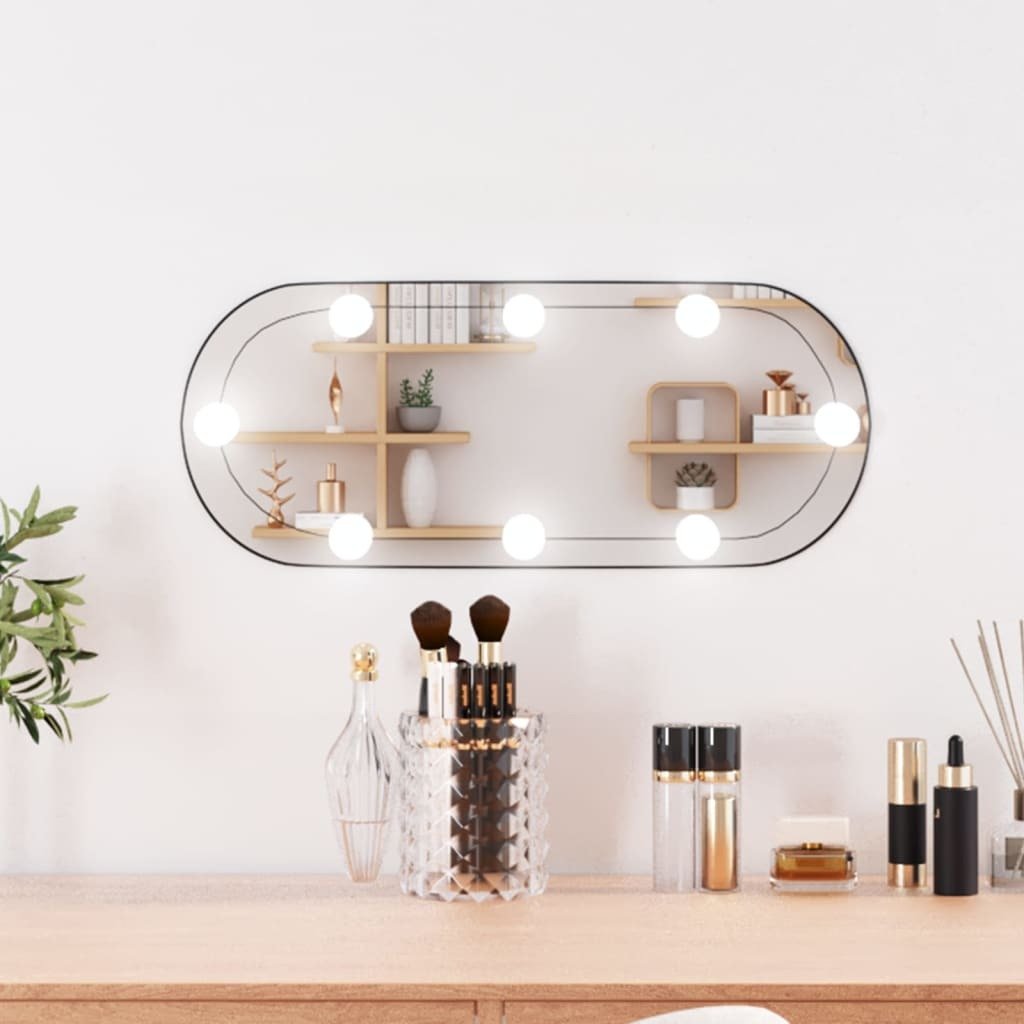 Lustro ścienne z oświetleniem LED 20x50 cm szklane owalne