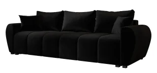 Czarna welurowa nowoczesna sofa rozkładana K3-C47 - Sofy i kanapy Czarna welurowa nowoczesna sofa rozkładana K3-C47 - Sofy i kanapy - miniaturka - grafika 1