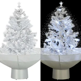 The Living Store Śnieżna choinka z podstawą parasolową biała 75 cm - Choinki - miniaturka - grafika 1