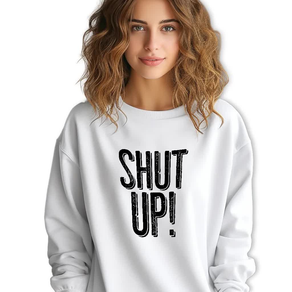 BIAŁA BLUZA Damska Dresowa SHUT UP! Zabawne Wzory Rozmiar M