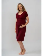 Odzież ciążowa - Cool Mama Koszula Ciążowa Classic krótki rękaw Bordowa XS - miniaturka - grafika 1