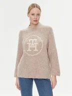 Swetry damskie - Tommy Hilfiger Sweter WW0WW40267 Beżowy Oversize - miniaturka - grafika 1