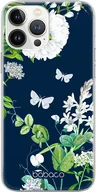 Etui i futerały do telefonów - Etui do Apple IPHONE 14 Kwiaty 032 Babaco Nadruk pełny Granatowy - miniaturka - grafika 1