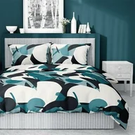 Pościel - Detexpol Pościel satynowa 220x200 turkusowa ciemna geometria 4199 A Home Satin 08 - miniaturka - grafika 1