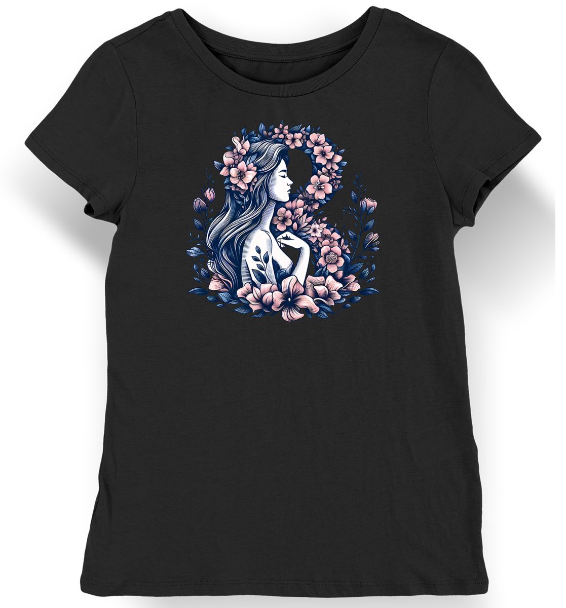 Koszulka damska na dzień kobiet kwiaty 8 marzec czarna S