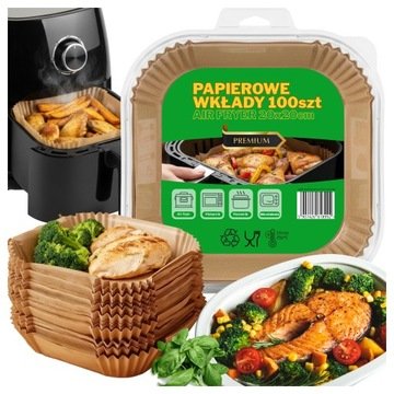 Papier do pieczenia Air Fryer 20x20 Wkład Air fryer papierowe foremki x100