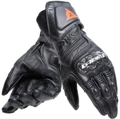 Dainese - Carbon 4 Long Gloves, długie sportowe rękawice motocyklowe ze skóry, ochraniacze na kostki z włókna węglowego, męskie, czarne/czarne, L