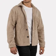 Kurtki męskie - Kurtka Męska Bluza rozpinana Beżowa Oversize Modna K-11-2024 L Beżowy - miniaturka - grafika 1