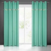 Firany i zasłony dla dzieci - Zasłona 140x250 Kids miętowa z kolorową aplikacją dla dzieci gotowa na przelotkach Eurofirany - miniaturka - grafika 1