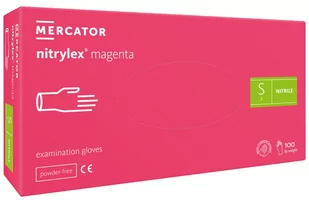 Mercator Medical, Rękawice Nitrylowe Nitrylex Magenta, Rozmiar S, 100 Sztuk - Rękawiczki jednorazowe - miniaturka - grafika 1