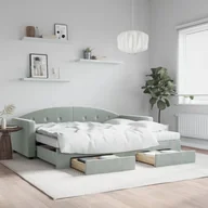 Sofy i kanapy - vidaXL Sofa rozsuwana z szufladami, jasnoszara, 90x200 cm, aksamit - miniaturka - grafika 1
