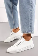 Trampki damskie - Szare Tenisówki z Perforacją i Ozdobną Taśmą na Języku Ylaria - miniaturka - grafika 1