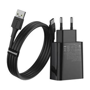 Baseus szybka ładowarka sieciowa USB / USB Typ C VOOC Quick Charge 4.0+ Power Delivery 3.0 + kabel USB - USB Typ C 1m czarny (TZCCFS-H01) - Ładowarki do telefonów - miniaturka - grafika 2