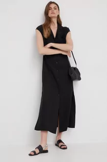Sukienki - Calvin Klein sukienka kolor czarny maxi rozkloszowana - grafika 1