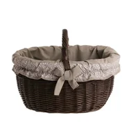 Torby i wózki na zakupy - Kosz Na Zakupy Z Wikliny Eko Torba Wiklinowy Kosz Na Grzyby Obszyty 42X34 H 23/36 Cm - miniaturka - grafika 1