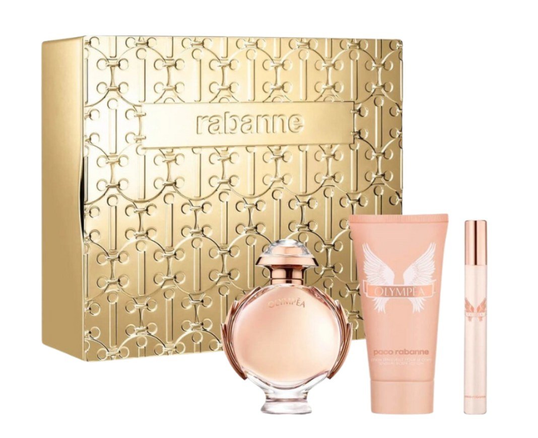 Rabanne Olympea Zestaw: woda perfumowana + woda perfumowana travel size + balsam do ciała