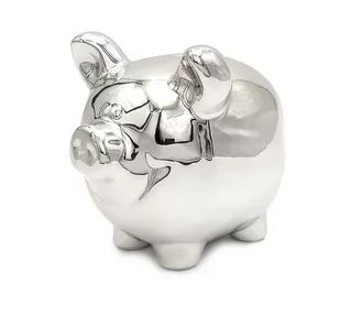 Świnka skarbonka srebrna figurka lustrzana glamour ceramiczna 13 cm - Figurki dekoracyjne - miniaturka - grafika 1