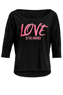 WINSHAPE WINSHAPE Damska koszula Winshape Damen Ultra Leichtes Modal-3/4-ramienna Mcs001 Mit Neon Pinkem 'love is the Answer' Glitzer-aufdruck joga koszulka Schwarz-neon-pink-glitzer M MCS001-SCHWARZ-GRUEN-HUNGRY - Koszule damskie - miniaturka - grafika 1